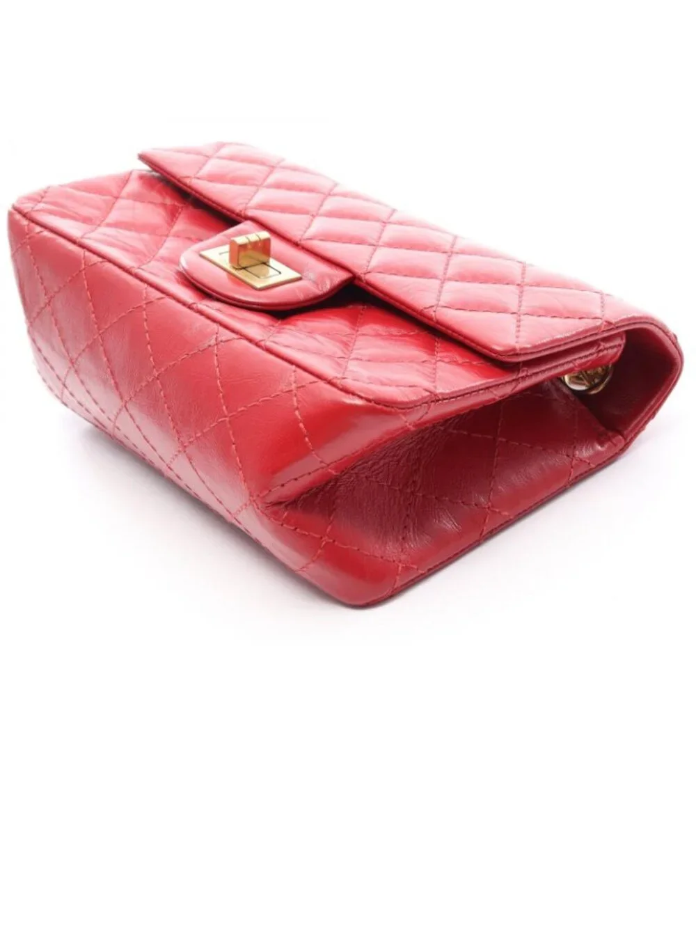 Chanel Shoulder Bag 2.55 Red Calf Mini Quilted Chain